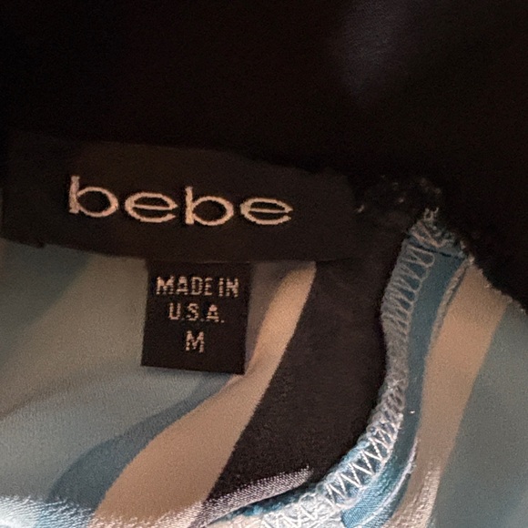 Bebe Asymmetrical Blue and Black Striped Dress - Picture 2 of 3